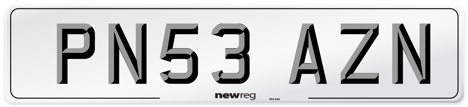 PN53 AZN Number Plate from New Reg